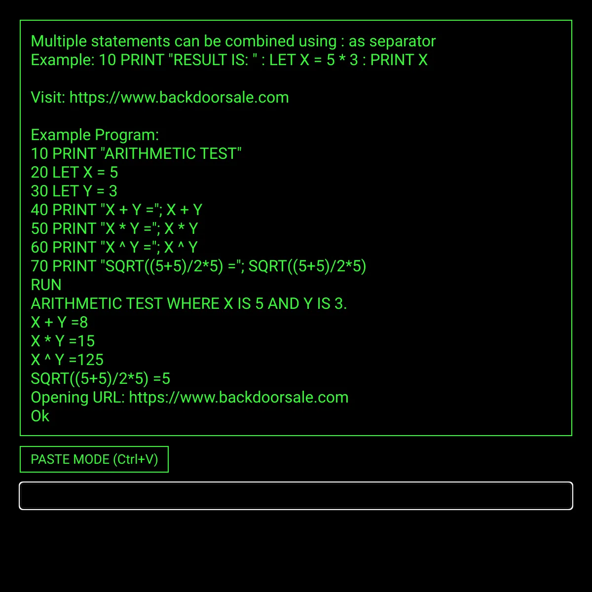 Gw basic style interpreter